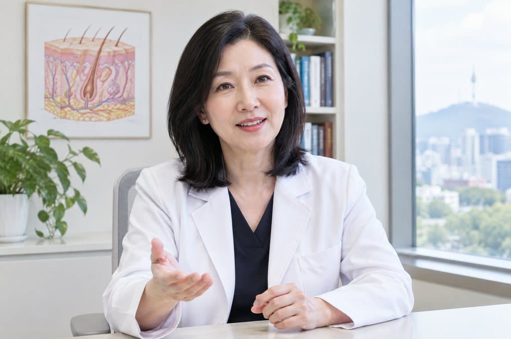Koreanische Dermatologin in ihrer Praxis in Seoul