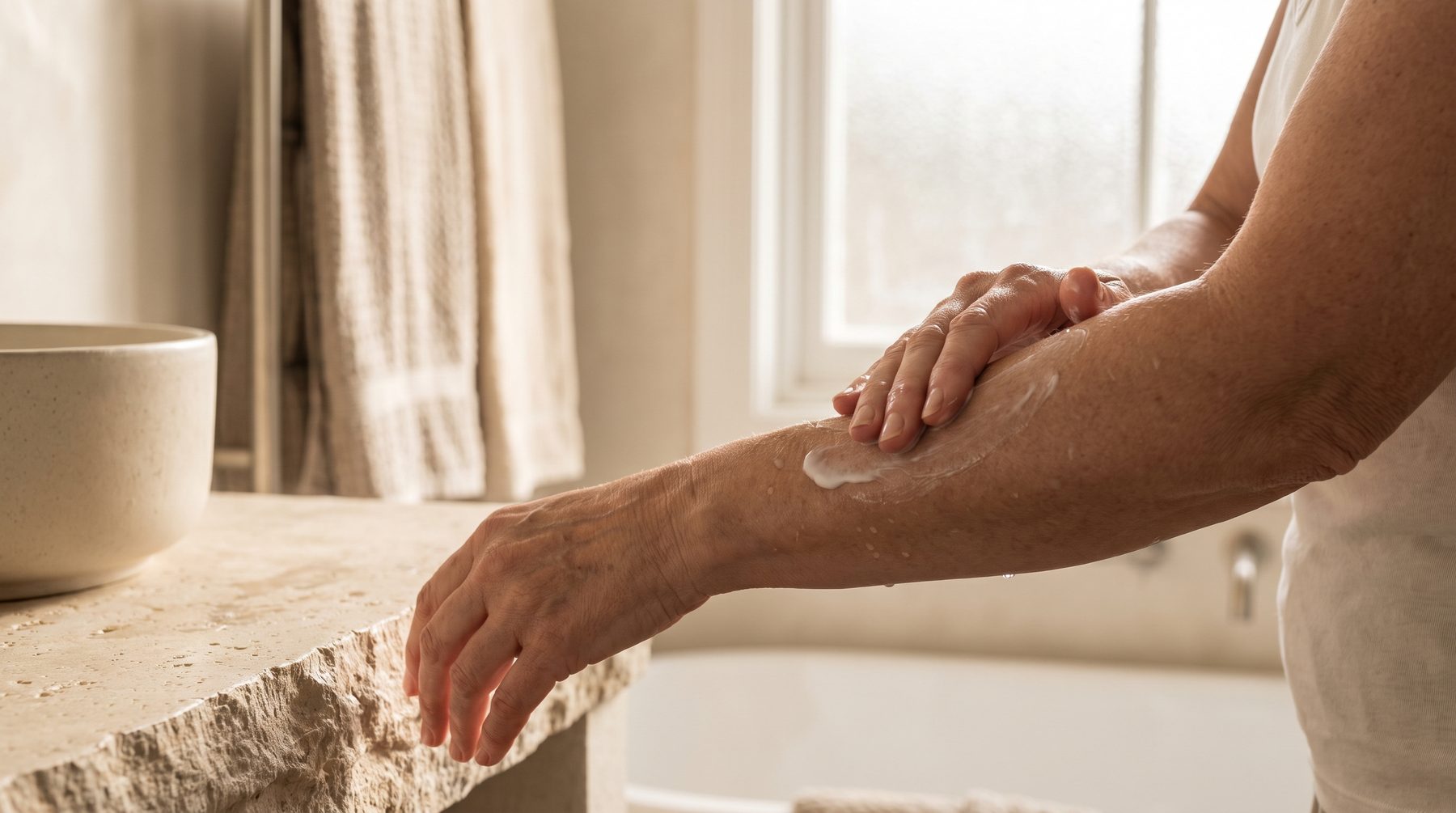 Anwendung der Body Cream am Unterarm