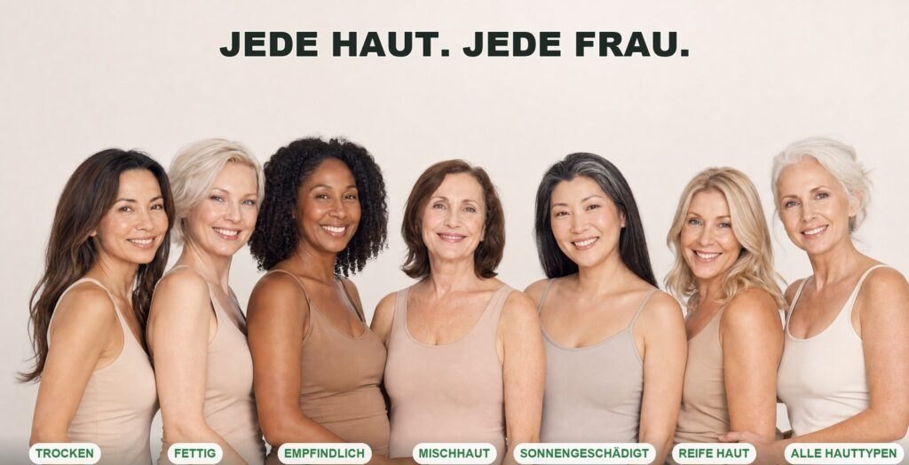 Frauen mit unterschiedlichen Hauttypen